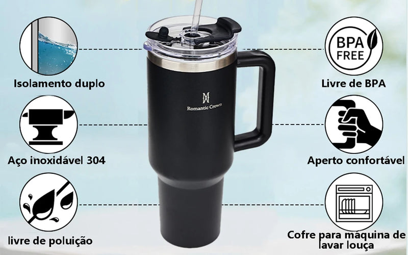 Copo térmico de aço inoxidável de 40 onças