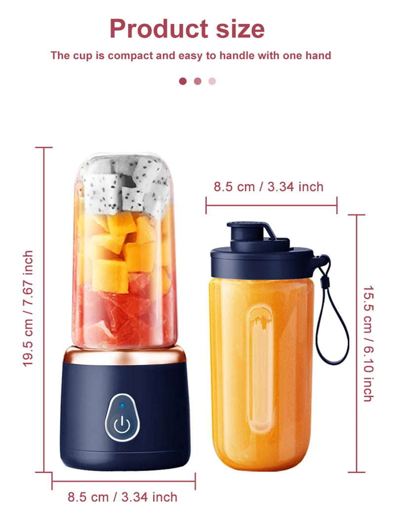 Liquidificador USB Recarregável para Shakes e Smoothies em Qualquer Lugar!