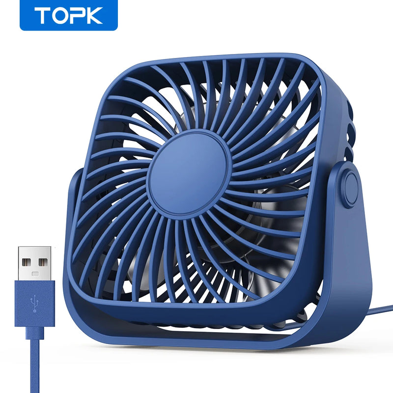 Mini Ventilador Portátil Silencioso, 360 °, USB, 3 velocidades