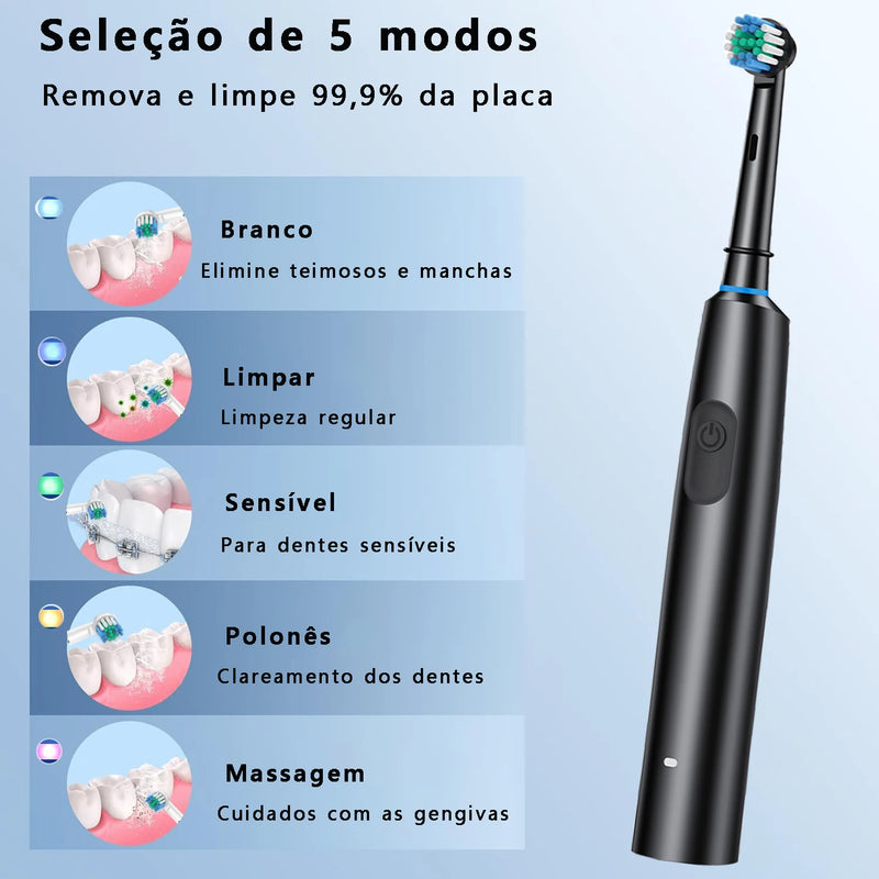 Escova de Dentes Elétrica Rotativa Recarregável