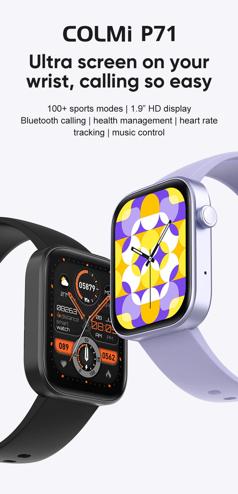 Smartwatch, Monitoramento de Saúde, À Prova D'Água, Notificações Inteligentes, Assistente de Voz - Modelo P71 Hiking