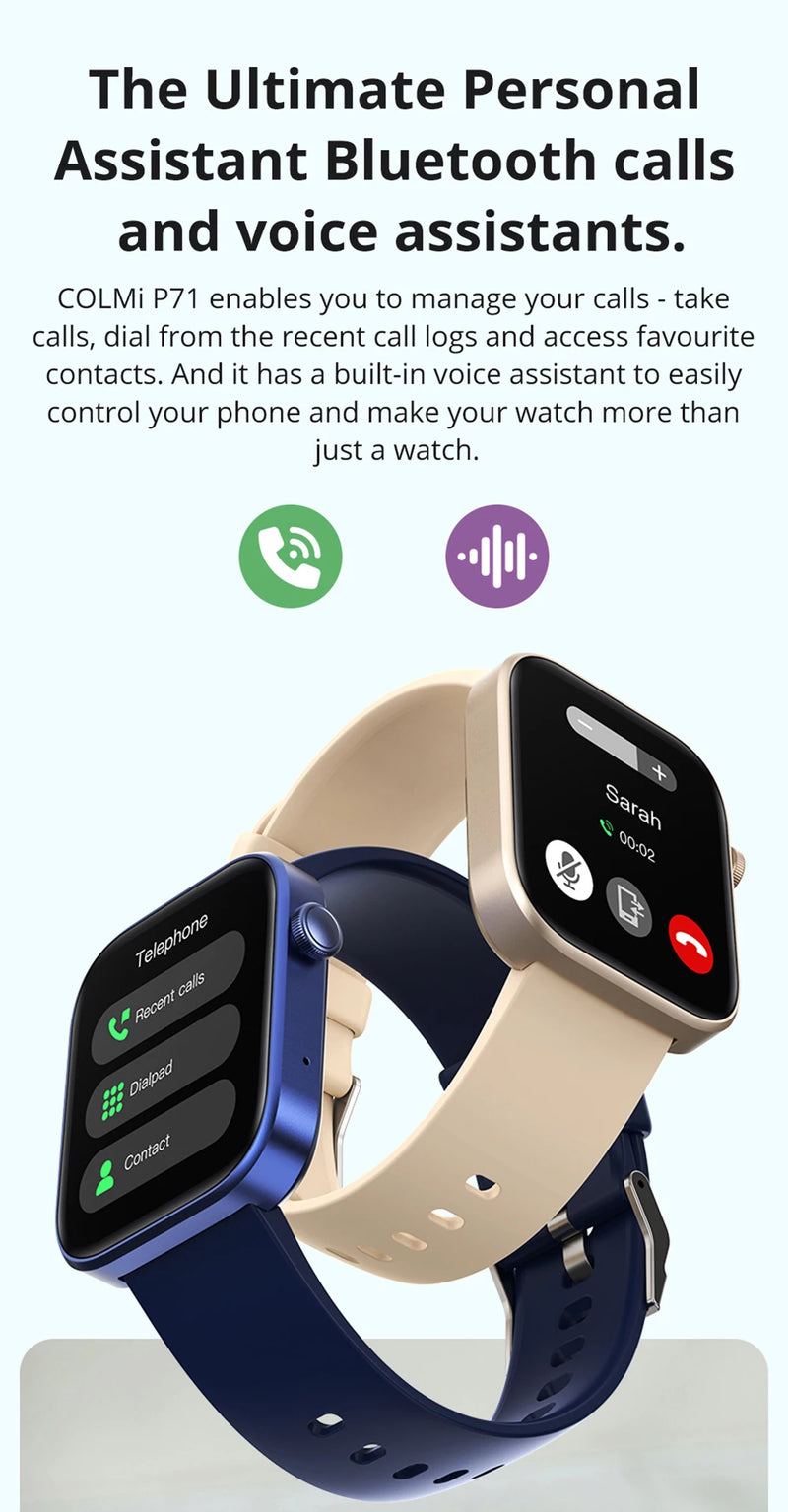 Smartwatch, Monitoramento de Saúde, À Prova D'Água, Notificações Inteligentes, Assistente de Voz - Modelo P71 Hiking