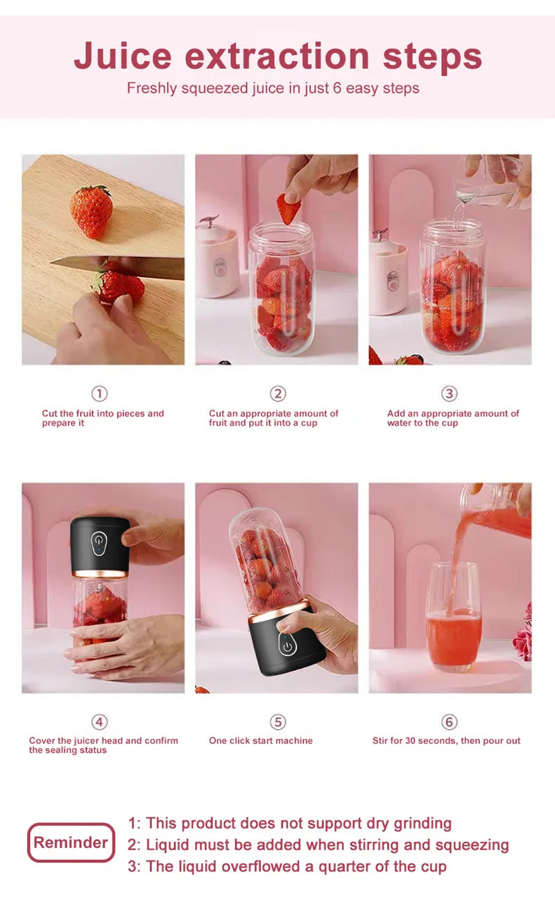 Liquidificador USB Recarregável para Shakes e Smoothies em Qualquer Lugar!