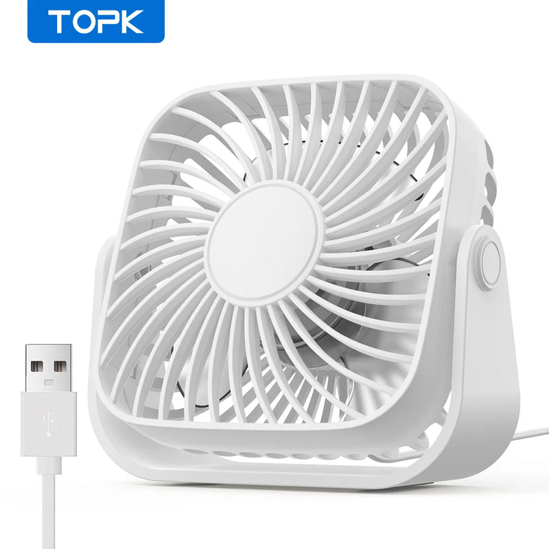 Mini Ventilador Portátil Silencioso, 360 °, USB, 3 velocidades