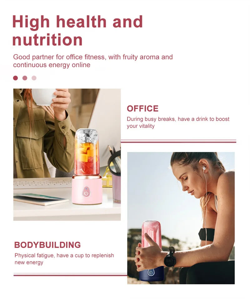 Liquidificador USB Recarregável para Shakes e Smoothies em Qualquer Lugar!