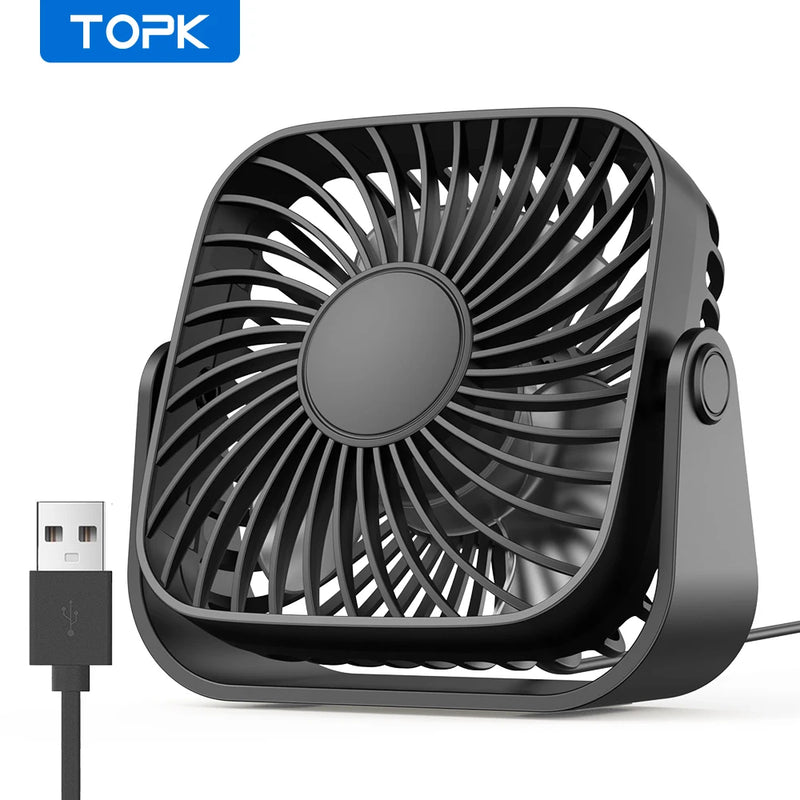 Mini Ventilador Portátil Silencioso, 360 °, USB, 3 velocidades