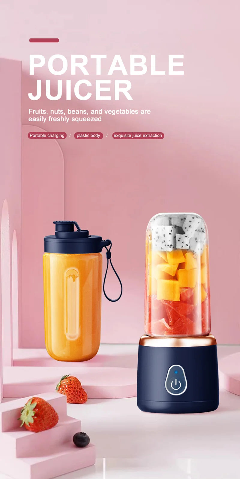 Liquidificador USB Recarregável para Shakes e Smoothies em Qualquer Lugar!