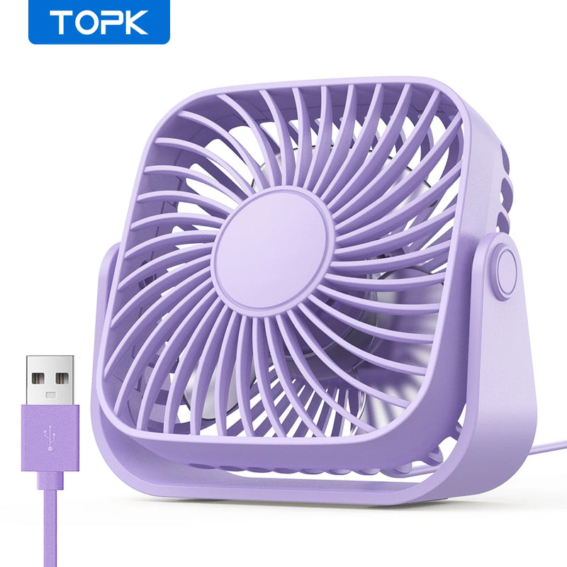 Mini Ventilador Portátil Silencioso, 360 °, USB, 3 velocidades