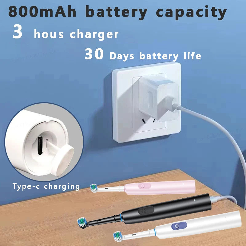 Escova de Dentes Elétrica Rotativa Recarregável