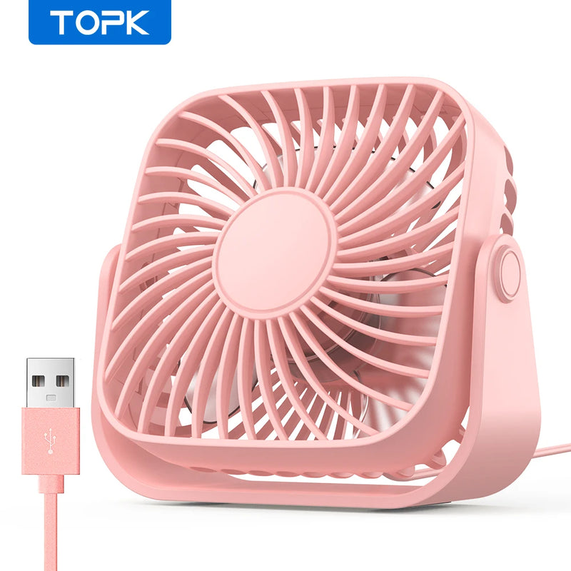 Mini Ventilador Portátil Silencioso, 360 °, USB, 3 velocidades